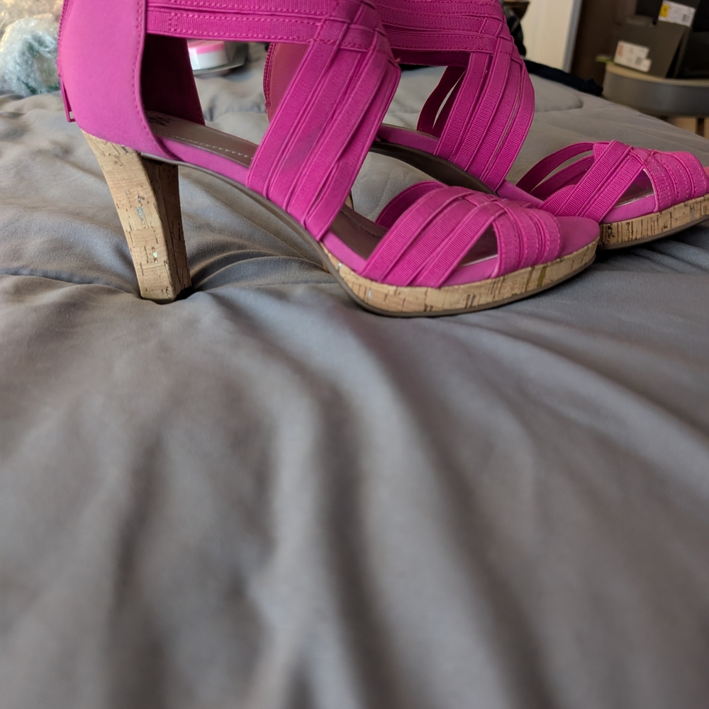 Pink Strappy Heeled Sandals